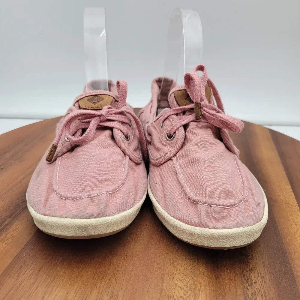 Sperry Boat Shoes Womens Size 8.5 Pink‎ Drift Hale Canvas Low Top Flat